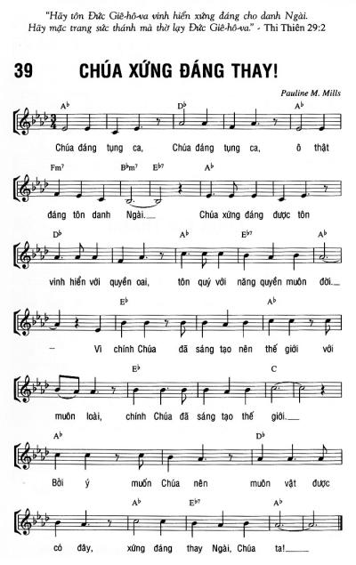 CHÚA XỨNG ĐÁNG THAY