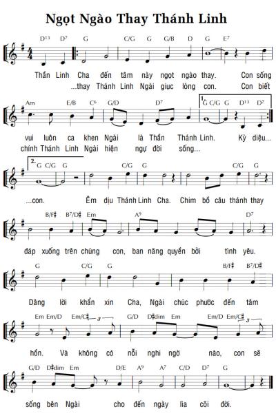 NGỌT NGÀO THAY THÁNH LINH